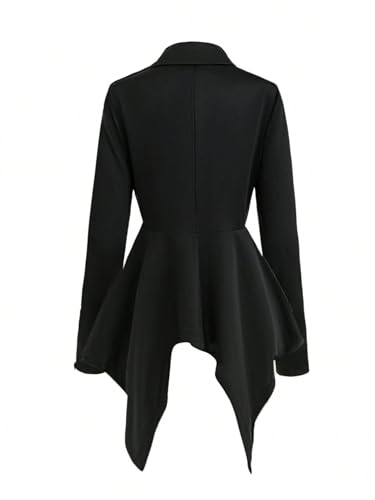 Chic Black Asymmetrical Hem Blazer for Women - X-Large Elegance for Fall/Winter - Image 2