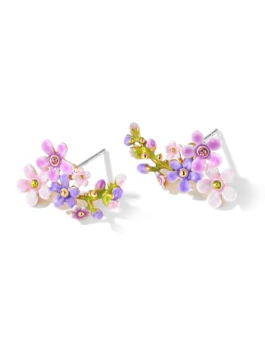 Lavender Purple Pink Flower Enamel Stud Earrings Jewelry Gift Juicy Grape3