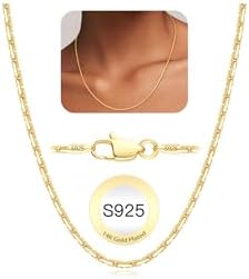 Italian 1.3mm Snake Chain 18K Gold Plated 925 Sterling Silver Chain Necklace for Women, Non-Tarnish, Tangle-Free, Silky-Smooth, Gift-Ready Luxury Chain