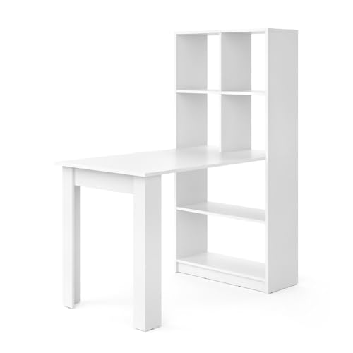 Vicco Esstisch Gael, Weiß, 70 x 122 cm mit 6 Fächern, geeignet als Essplatz und zur Aufbewahrung von Küchenutensilien