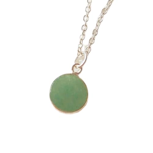 Pendentif aventurine verte facettée de 11 mm et chaîne argent 925 haut de gamme