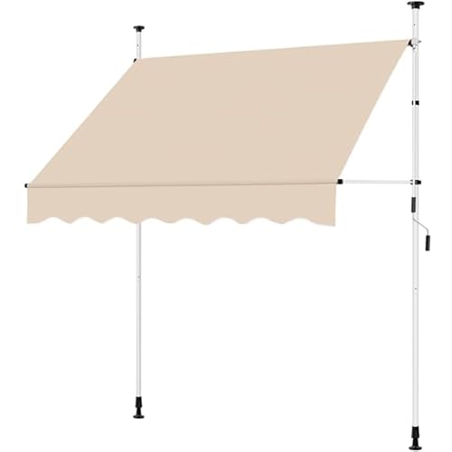 Yaheetech Tenda da Sole per Balcone Esterno Veranda a Bracci Estensibili con Manovella Regolabile Telo Avvolgibile Retrattile Resistente ai Raggi UV Telaio Telescopico Senza Forare 200 x 120 cm Beige