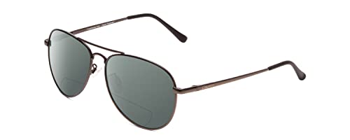 Coyote Classic II Metal Pilot Polarized BiFocal Sunglasses +1.00 Gunmetal/Grey Mens Womens Trendy Sunglass Readers Designer