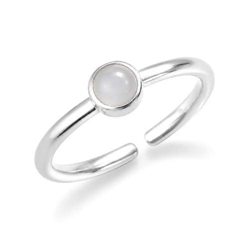 Natural White Agate Ring for Women 925 Sterling Silver Adjustable Open Ring - image 1