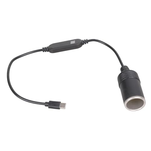 Netbiio Adaptador USB C a 12 V para ventilador de coche con indicadores de alimentación LED USB C a enchufe para convertidor de ventilador con indicadores LED