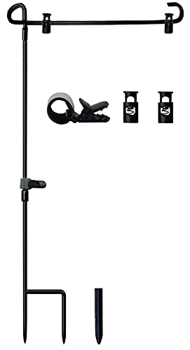 Garden Flag Stand-Holder-Pole with Garden Flag Stopper and Anti-Wind Clip for House Flags,Decorative Flags,Yard Flags,Seasonal Flags