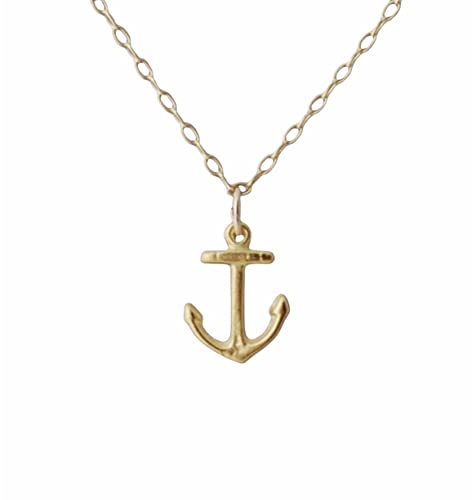 Gold Tiny Anchor Necklace : Handmade 