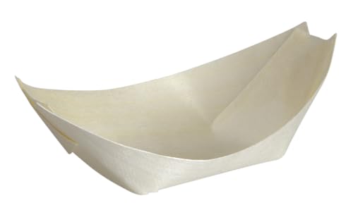 ABENA Gastro Disposable Bowls, Wooden Bamboo Boats, Brown, 11.5 x 7cm
