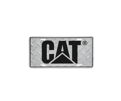 CAT Aluminum Diamond Plate License Tag - Caterpillar Truck Equipment Gift