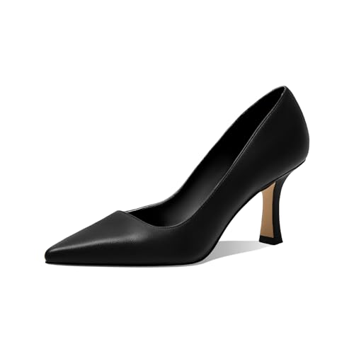 Image of Women's Closed Toe High Heels Dress Pointed Toe Wedding Pump Shoes Prom Bridal Work Office Pumps for Women
