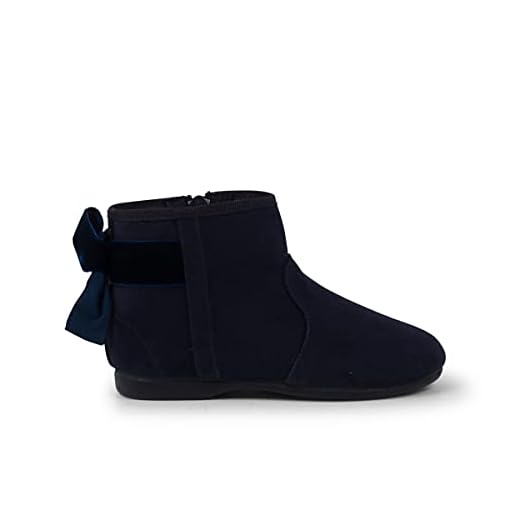 Pisamonas botines con lazo terciopelo y cremallera talla 28 en color azul marino