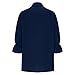 Women Spring Summer Casual Cotton Linen Shirts V Neck Collared Puff 3/4 Ruffle Sleeve Dressy Blouse Loose Beach Tops Navy