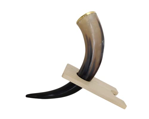 Cuerno vikingo original para regalo con su soporte de madera 5