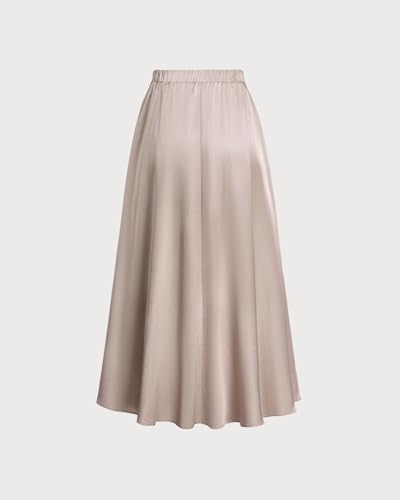 RIHOAS Long Skirts for Women High-Waisted A-Line Skirt Acetate Flowy Pleated for Elegant Office Work Spring Fall4
