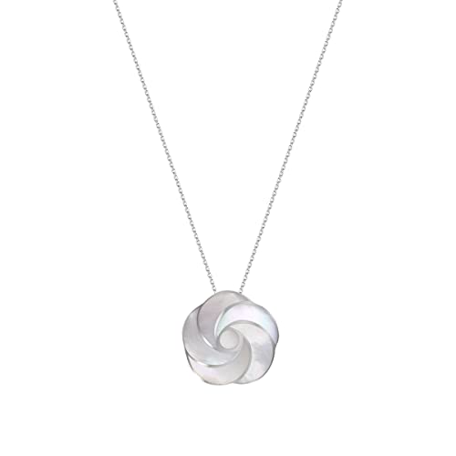Pendentif en nacre blanche argent 925 fleur en spirale 32mm