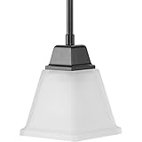 Progress Lighting Clifton Heights Collection 7-1/4 in. 1-Light Matte Black Pendant Light Etched Glass New Traditional