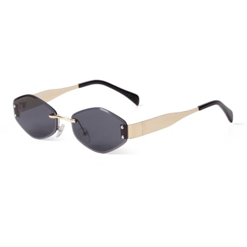 Lunettes de soleil rétro sans monture légères avec verres teintés dégradés