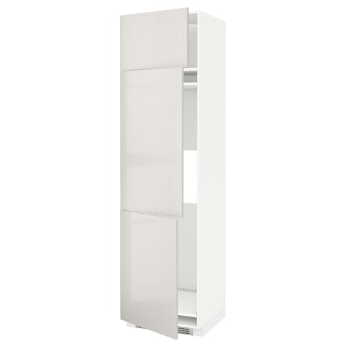 ProTuning METOD High Cab f Nevera/congelador con 3 puertas, blanco/Ringhult gris claro, 60 x 60 x 220 cm