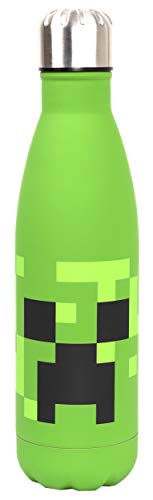 Minecraft - Botella de Agua de Minecraft - Botella de Agua de Acero Inoxidable - Botella de Agua con Diseño del Creeper Verde - Botella de Agua para Niños - 750 ml - Mercancía de Minecraft