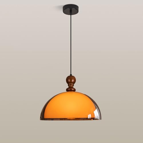Suspension acrylique orange E27 au design nordique semi-circulaire avec fil réglable