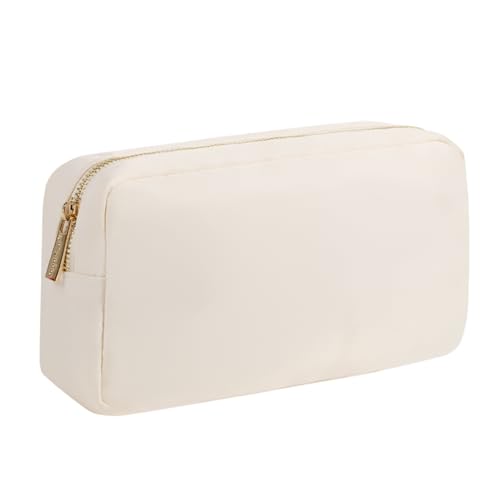 YogoRun Pouch for Purse Makeup Bag Travel Cosmetic Pouch Nylon Zipper Bag for Women SPF Sunscreen Bag With Zipper Pocket M, Beige