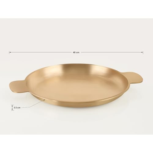 Image of THE HEALING STORE Pure Traditional Ayurvedic Bronze Thali 16 inch| Kansa Handmade Thali Bronze Plate (Rice Plate)
