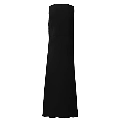 Plus Size Cotton Linen Summer Dresses for Curvy Women 2025 Sleeveless Maxi Vacation Beach Sundresses with Pockets