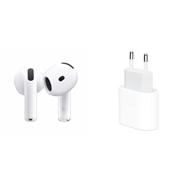 AirPods 4 com Cancelamento Ativo de Ruído e Adaptador de corrente USB-C de 20 W