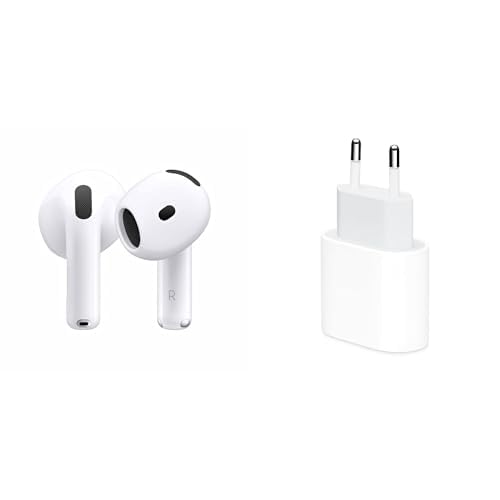 AirPods 4 com Cancelamento Ativo de Ruído e Adaptador de corrente