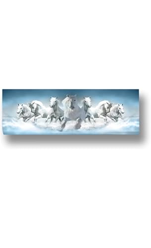Image of 7 Horses Printed Air Conditioning Dust Cover Folding Designer Ac Cover For Indoor Split Ac 1.5 Ton (38 X 12 X 8.5 Inch) - Polyester
