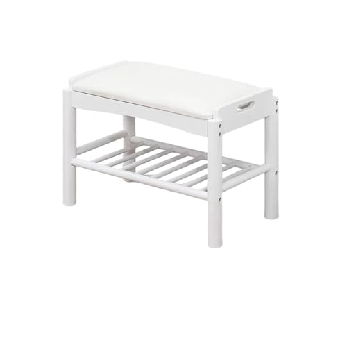 ZIGUIhsou-11 Zapateros con estantes para Zapatos Banco de Zapatos Entrada con Almacenamiento, Banco pequeño 2 Niveles(Blanco,80 * 30 * 42cm)