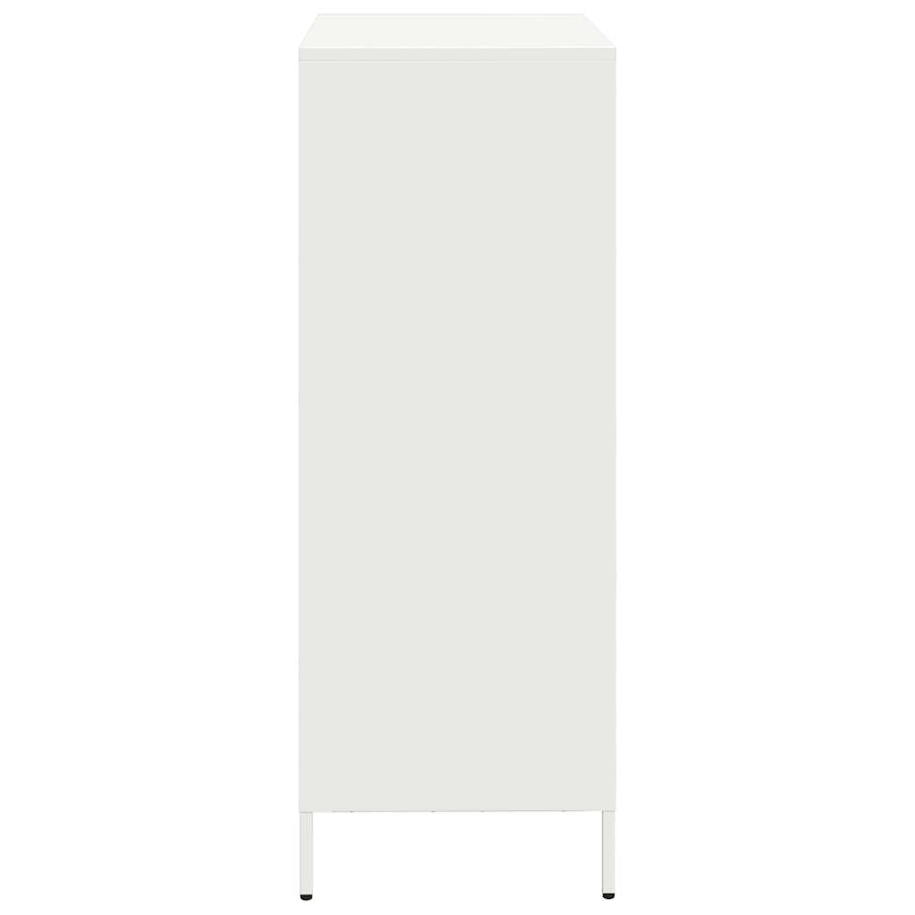 Credenza Bianca 39x35x103,5 cm Acciaio con 3 Cassetti