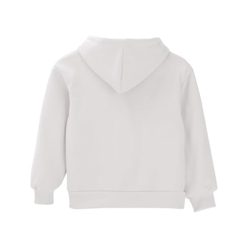 Kids Pullover Hoodies Plain Cute Hoodie Sweatshirts Oversized Thin Lightweight School Tops Clothes (White, 7-8 Years)3