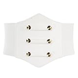  GRACE KARIN Cinturón Elegante Vintage para Mujer Cinturón Elástico Victoriano Medieval Color Sólido Blanco M