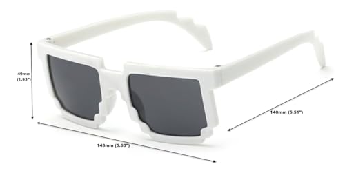 Image of DC DECORIO Thug Life Sunglasses Pixel Gangsta Life Funny Novelty Shades With Box Packing (SOLID-WHITE)