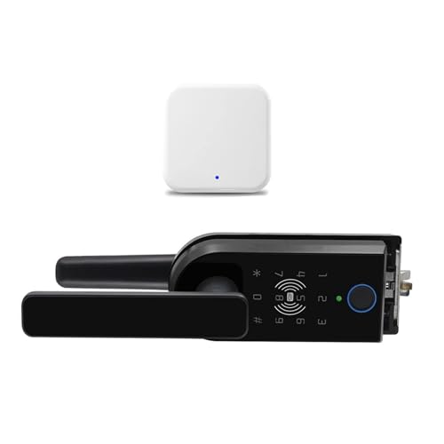 Serrure de porte en verre connectée avec digicode et badge pour bureau