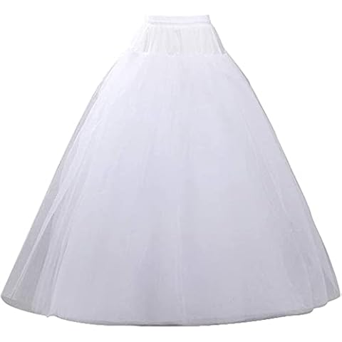 RULTA A-line Hoopless Petticoat 3 Layers Floor Length Tulle Petticoat Crinoline Underskirt Slips for Bridal Wedding Dress, White-hoopless (as8, alpha, one_size, white, 3 Layers) Cover