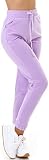 Jela London Damen High-Waist Freizeithose Gesmokt Taschen Atmungsaktiv, Flieder 40-42
