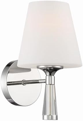 Crystorama Ramsey 1 Light Polished Nickel Sconce with Sconce with Glass Shade