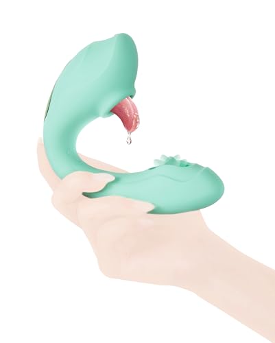 Dildo G Spot Vibrator Sex Toys - 4IN1 Realistic Tongue Vibrator with 7 Flapping & Vibrating & Licking Modes Nipples Clitoral Anal Stimulator Adult Toys for Women Couple and Beginner Pleasure