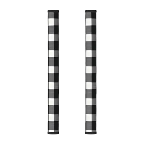 2 fundas para manija de puerta de refrigerador, diseño de cuadros escoceses de color blanco y negro, cubierta vintage para manija de electrodomésticos de cocina, nevera, microondas, estufa, horno