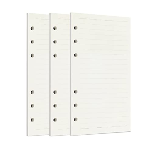 Image of Zelten Loose Leaf Punched Paper Refills Paper for 6 Hole Binder Personal Organizer Diary Notebook Refillable Planner (Lined,A6 /6 Hole)