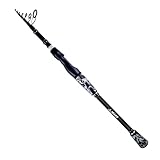 RIFT Venture Telescopic Fishing Rods, Rubber Grips, Fuji Guides, Carbon Fiber Rod, Durable Solid Carbon Tip, Floating Guides, Spinning Casting Travel Rod (Spinning - Medium Heavy - Black/Silver)