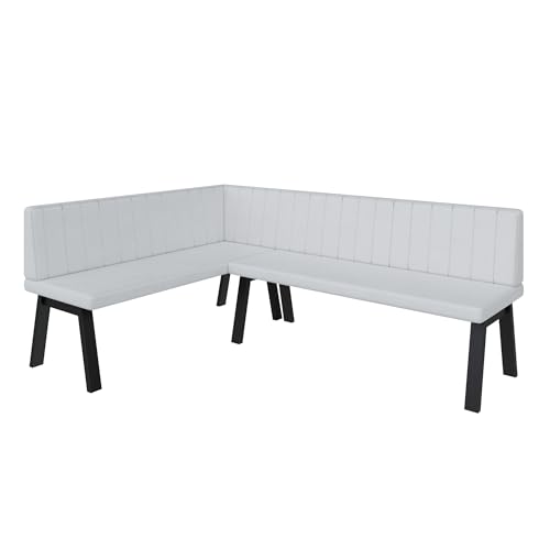 FURNISTAR Panca angolare Akiko Metal A – Panca angolare per sala da pranzo, cucina moderna, zona pranzo, perfetta per cucina, ufficio e reception. Lavorazione solida e robusta (142 x 196 sinistra