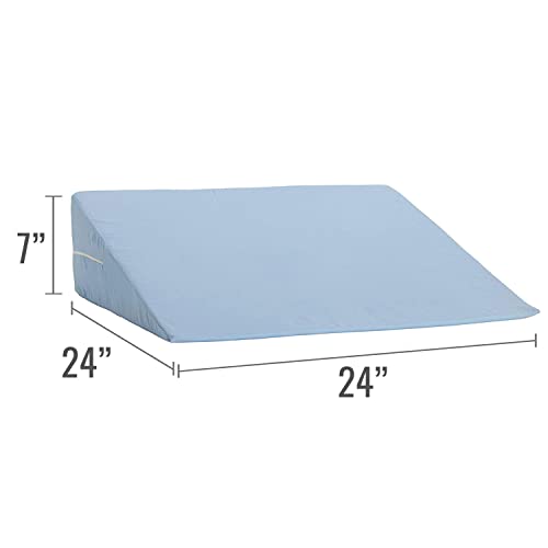 Image of DMI Bed Wedge Pillow and Triangle Wedge with Elevated Incline for Neck Pain, Headaches, Reflux, Shoulders, Back Pain, Foot Support, Knee Pain or Restless Leg Syndrome, 24x24x7 inches, Blue