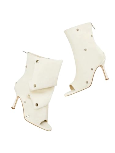 Botas de invierno plisadas con boca de pez para mujer, Fwhite, 40.5 EU