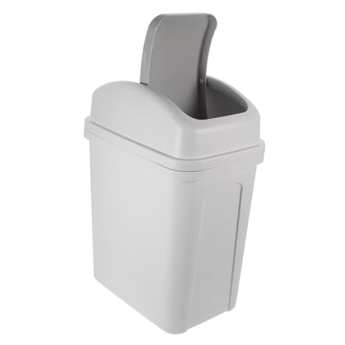 Caneca de basura rectangular con tapa blanca miniatura 1