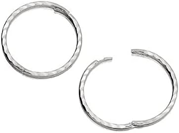13MM 15MM or 17MM Diamond Cut Edged Round Hinged Hoop Sleeper Earrings for Women Ladies Girls Men Unisex - 925 Sterling Silver - Plain & Simple Diamond Cut Half Hinged Hoops