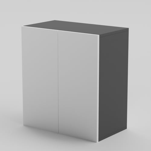 Image of 2 Door Multipurpose Wall Mounted Cabinet with Adjustable & Fixed Shelf | Storage for Modular Kitchen, Bathroom, Office & Living Room | DIY | Color-Grey & White | Size-60x33x63.8 Cm