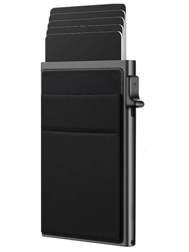 Catálogo para Comprar On-line Tarjeteros para Hombre más recomendados. 44 Tarjetero Hombre con Protección RFID - Cartera Tarjetero con Pop Up y Caja de Regalo - Billetera Porta Tarjetas de Crédito de Metal Delgado y Ligero (negro)